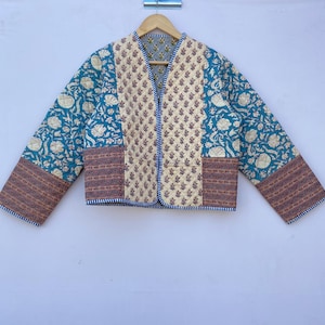 Reversible Patchwork Quilted Jacket: Boho Cotton Short Coat