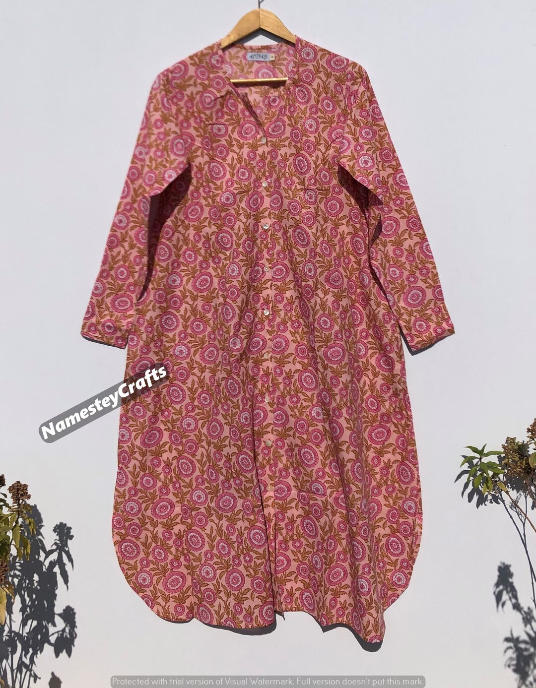 Grey blue Floral Hand Block Printed Cotton Maxi Dress – Indian Boho Tiered Long Dress main image 0