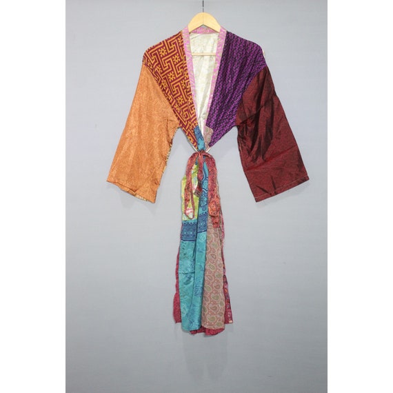 Vintage Saree Kimono Silk Robe Hippie Kimono Top Summer Dress - Etsy