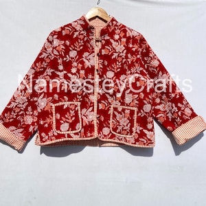 Gorgeous 100% Cotton Handmade Reversible Light Weight Quilted Short Jacket, Women Wear New Style Coat, Partywear And Gift For Her