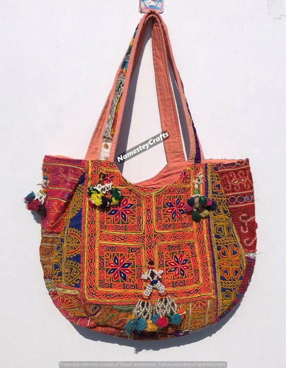 Handmade Multicolor Vintage Hand Embroidered Banjara Bag Boho Gypsy Bag  Tote Bag