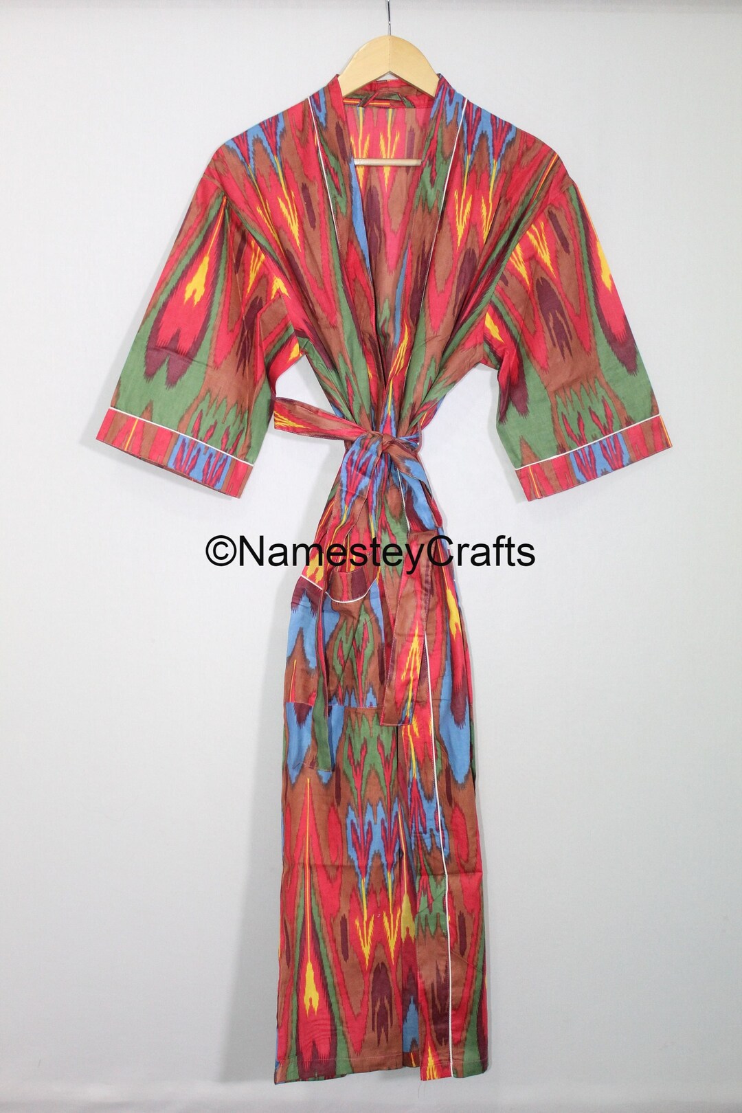 Indigo Cotton Kimono Robes for Woman Indian Dressing Gown Unisex Block ...