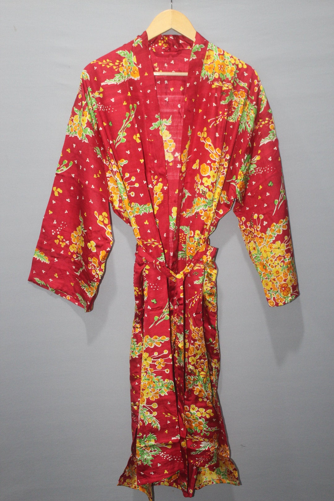 Vintage Silk Kimono Shower Robe Maxi Gown Summer Dress Kimono Etsy