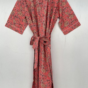 Beautiful Cotton Kimono Dress, Women's robe, Bestseller, Indian Hand block print Cotton Bath Robe, Night Wear Suit Cotton Dress Gift for her