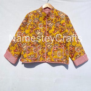 Cotton Quilted Jacket Reversible Handmade Jackets, Holidays Gifts Button Closer Jacket Women&#39;s Gift Cotton Jacket Block Print Jacket