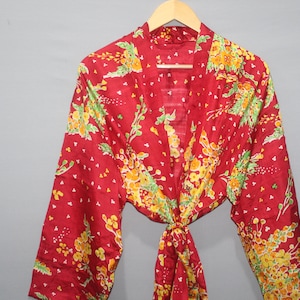 Indian Handmade Silk Kimono Robe, Wholesale Lot Of Assorted Color And Print Silk Robe, Recycle Silk Sari Kimono, Comfy Bridesmaid Robe