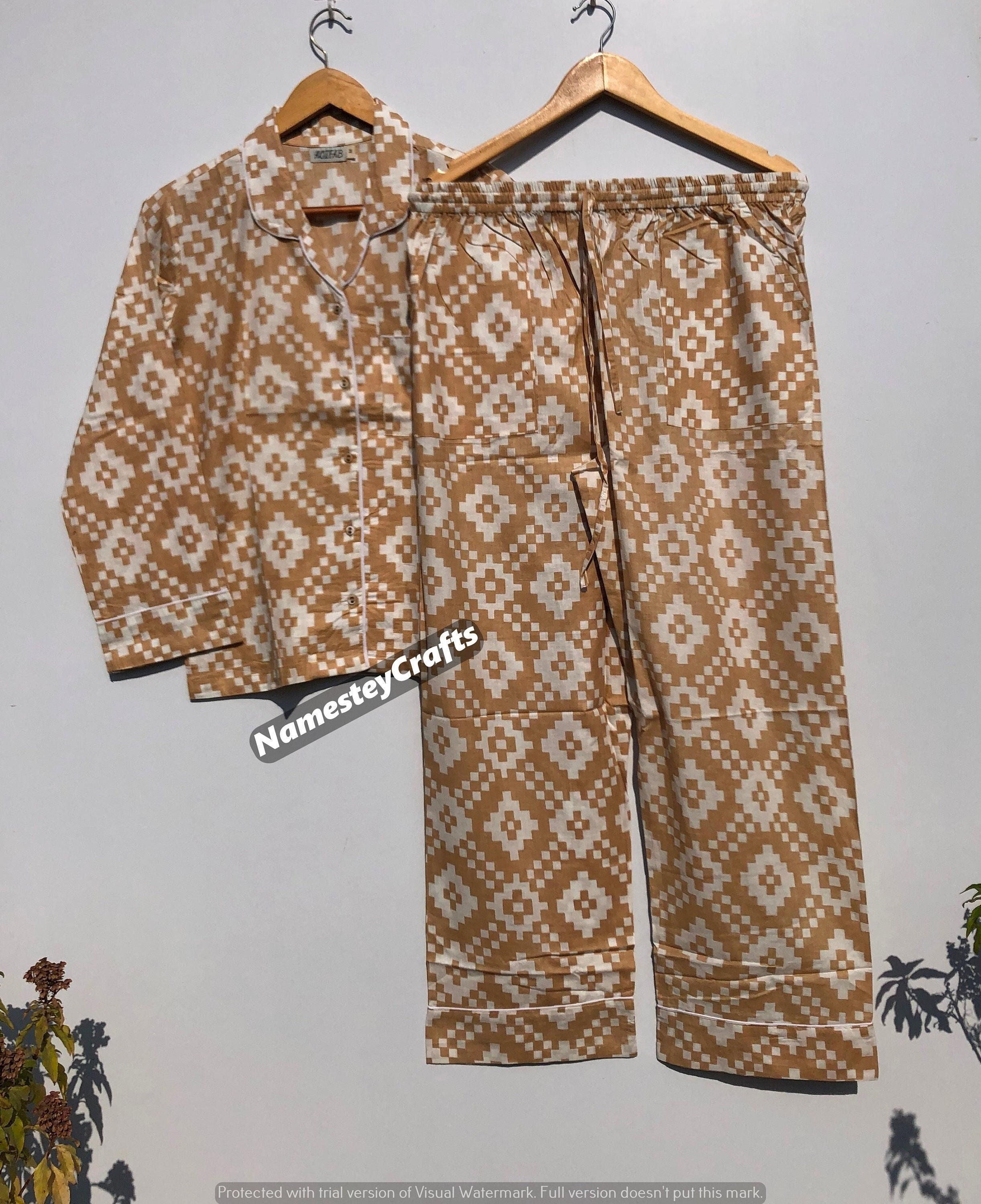 Cotton Pajama Set: Indian Block Print Nightwearchristmas Gift - Etsy