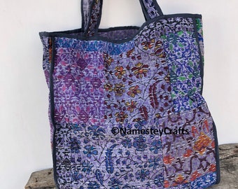Kantha Shopping Bag  Hand Stitch Bag  Carry Bag  Woman Handbag  Cotton Kantha Bag  Printed Kantha Bag / Tote Bag