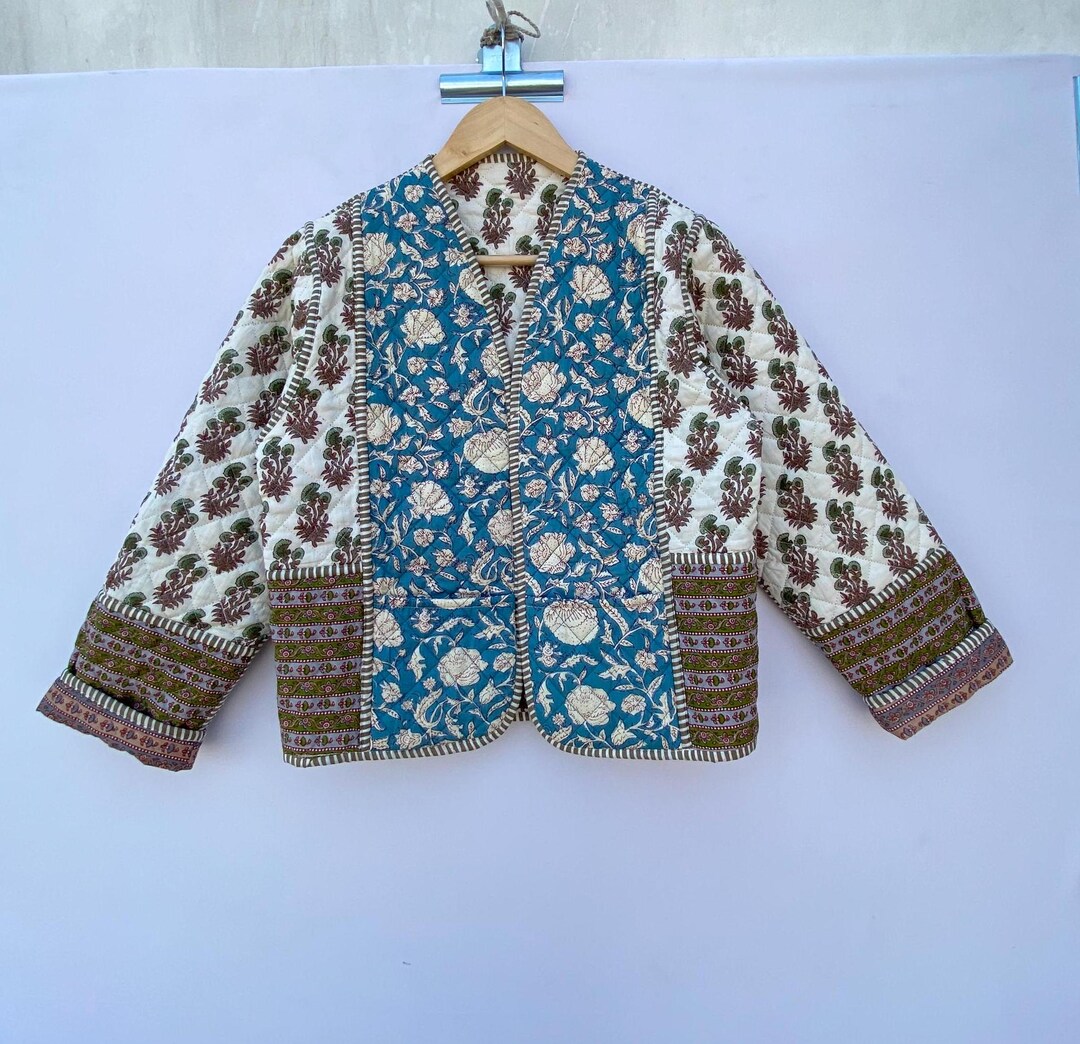 Reversible Patchwork Quilted Jacket: Boho Cotton Short Coat - Etsy