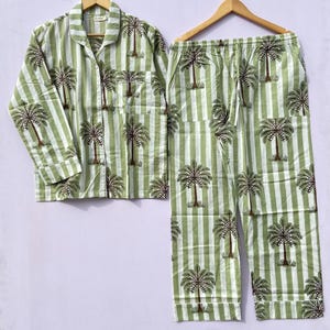 Cotton Block Print Pajama Set: Indian PJs, Women&#39;s Night Suit