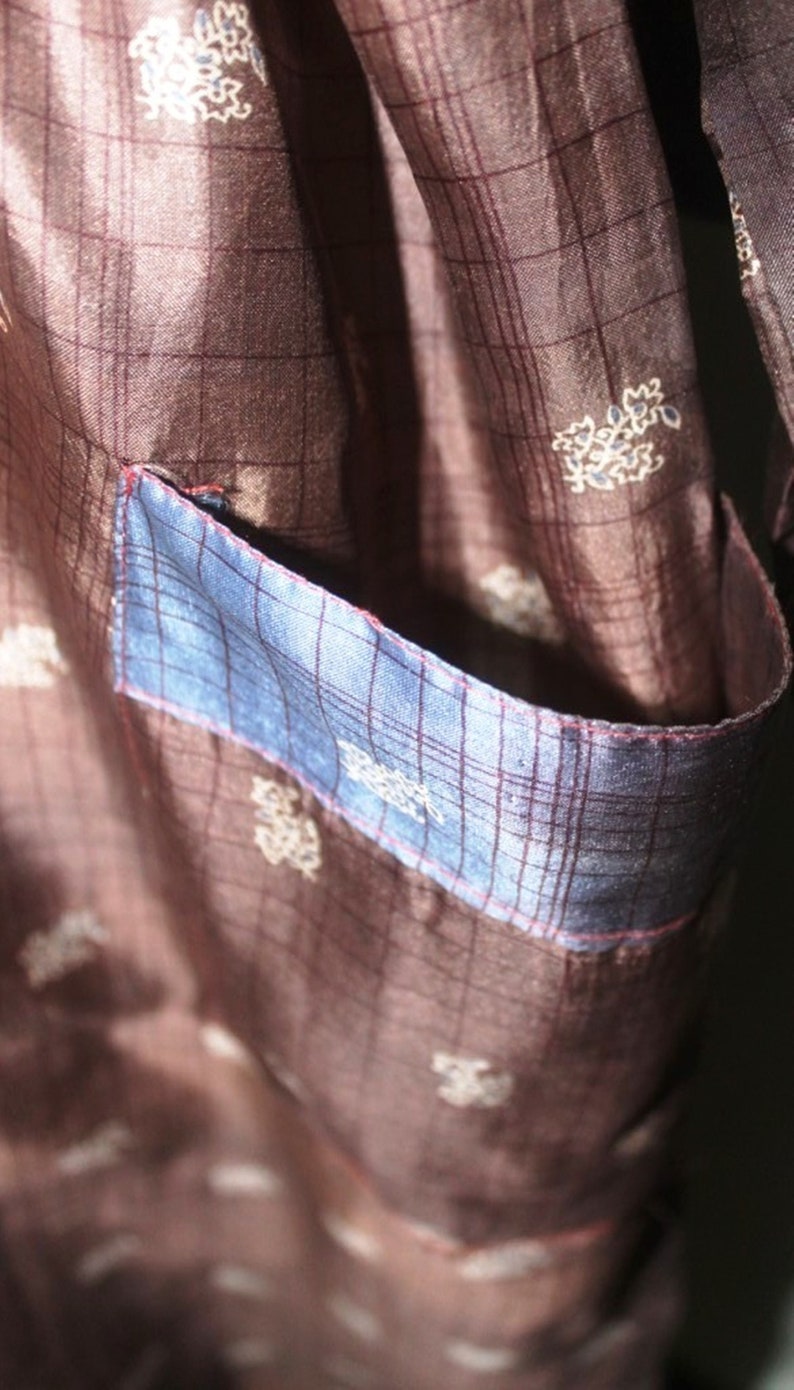 Indian Pure SILK Saree Long kimono Vintage Sari Hippie Womens maxi Dress Bath Robe Gown Dress Sk488