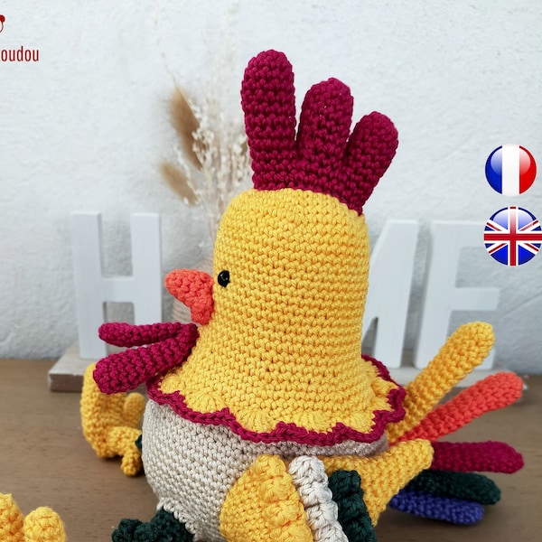 patron de coq crochet - coq au crochet - rooster crochet pattern- rooster amigurumi pattern - poule amigurumi