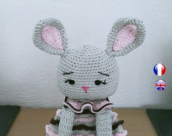 Patron lapin crochet - doudou plat lapin - rabbit crochet pattern - rabbit blanket pattern