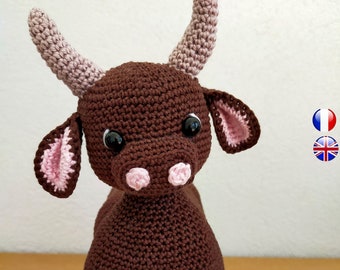 bull crochet pattern - amigurumi bull pattern - GAETAN bull pattern - bull crochet pattern