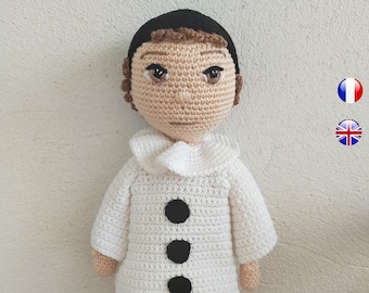 Patron pierrot la lune - pdf amigurumi pierrot  - Pierrot the moon pattern - Pierrot patron crochet