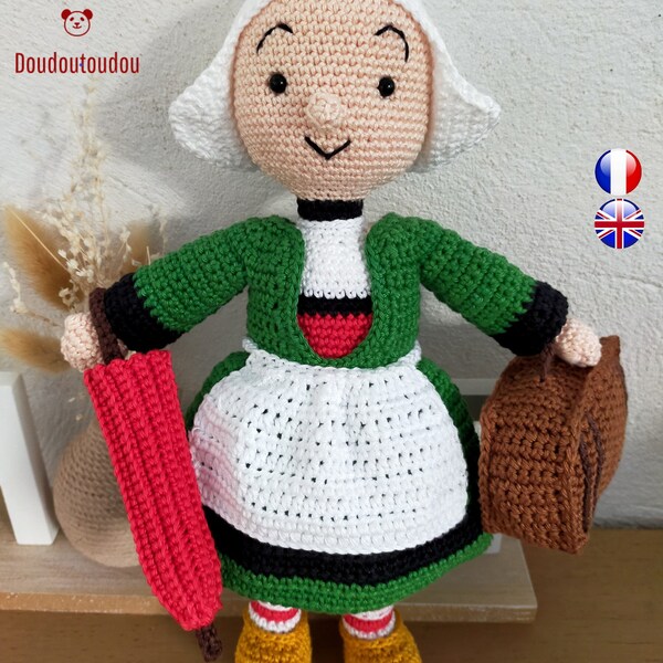 Patron de BECASSINE au crochet - Becassine poupée amigurumi pdf - bécassine au crochet -patron bécassine au crochet - crochet doll pattern -