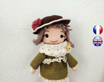 Patron de poupée amigurumi crochet - doll crochet pattern - Rose crochet pattern