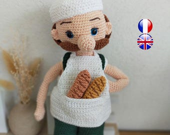 baker crochet pattern - amigurumi baker pattern - pdf baker amigurumi  - MARIUS the provence baker crochet pattern - provence baker pattern