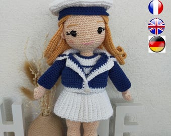 doll sailor pattern - rebecca doll crochet pattern - REBECCA doll pattern - amigurumi doll crochet pattern