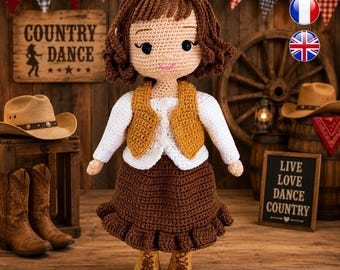 country doll crochet pattern - doll amigurumi pattern - carla crochet doll - amigurumi carla doll - doll pattern - country doll pattern