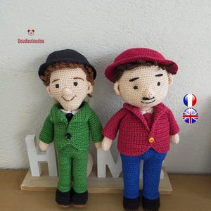 LAUREL and HARDY crochet boys pattern - amigurumi funny boys - funny boys crochet pattern