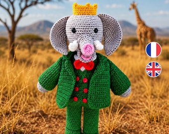 Elephant crochet pattern - elephant crochet -  elephant pattern - elephant pattern -  amigurumi elephant - pattern trompette the elephant -