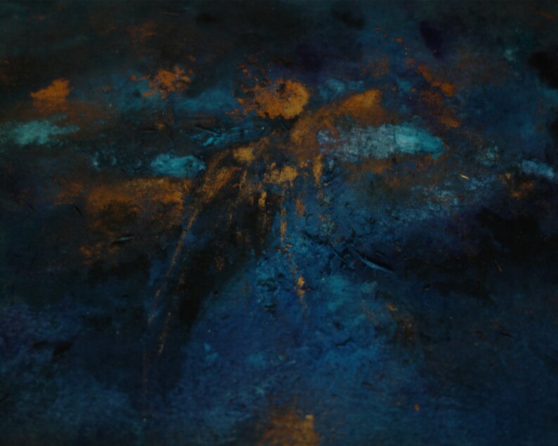 Painting Aphelion \u2022 Modern Art \u2022 Abstract Art \u2022 Sky Space Art \u2022 Small Mural Frame \u2022 Black Wood \u2022 Wall Blue Painting \u2022 Contemporary Art