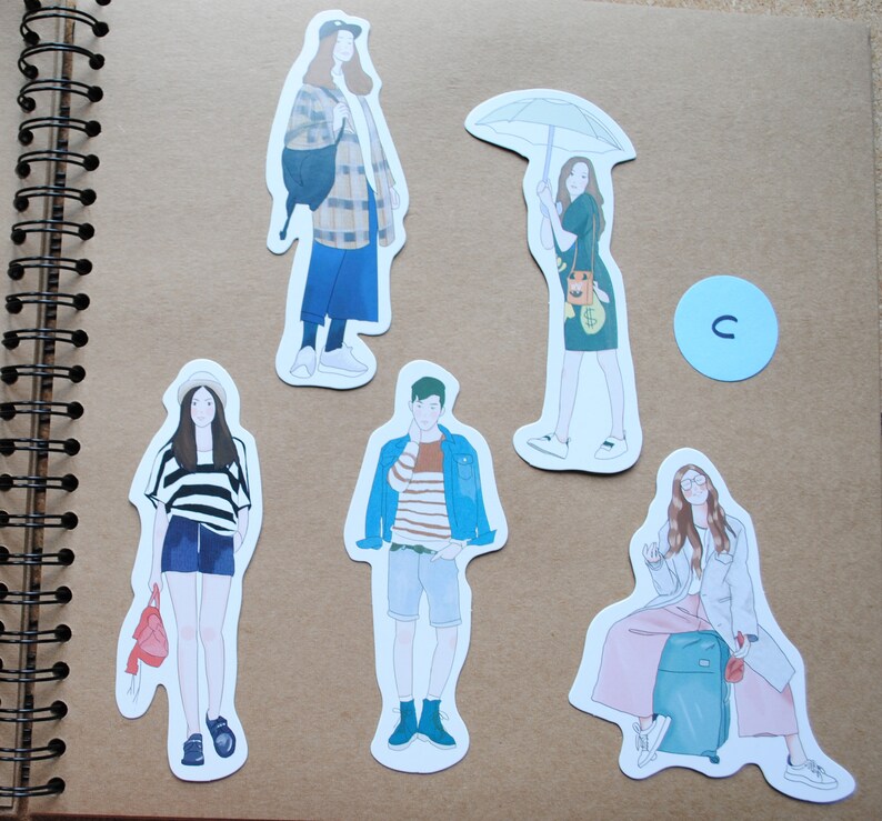 Scrapbooking Stationery Pen Pals Greetings Cards Journal Inserts 5 Shaped Kawaii Fashionable People Postcards for Snail Mail