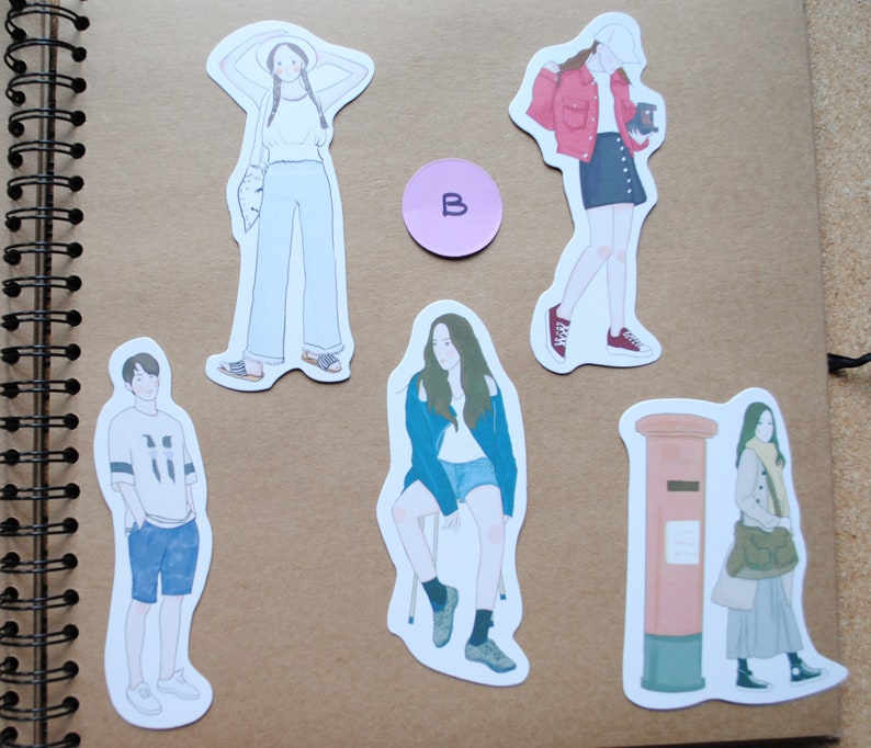 Scrapbooking Stationery Pen Pals Greetings Cards Journal Inserts 5 Shaped Kawaii Fashionable People Postcards for Snail Mail