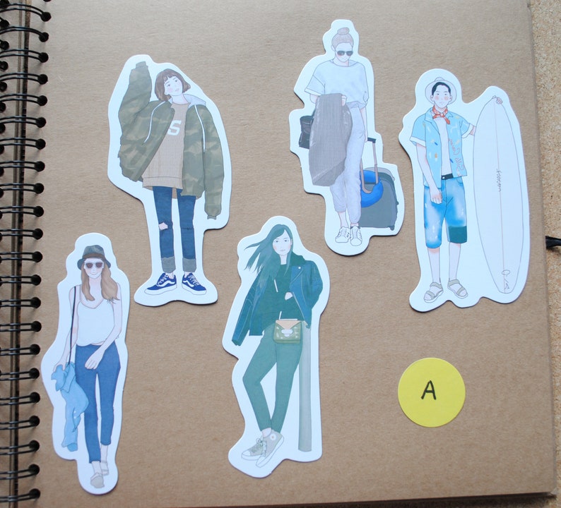 Scrapbooking Stationery Pen Pals Greetings Cards Journal Inserts 5 Shaped Kawaii Fashionable People Postcards for Snail Mail