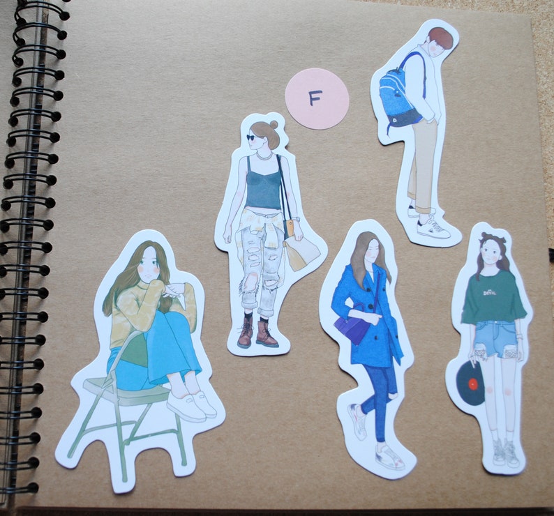 Scrapbooking Stationery Pen Pals Greetings Cards Journal Inserts 5 Shaped Kawaii Fashionable People Postcards for Snail Mail