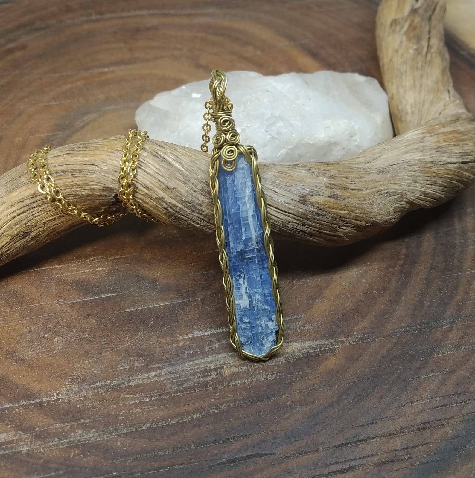 Raw Kyanite Pendant Natural Kyanite Jewelry Rough Kyanite Etsy