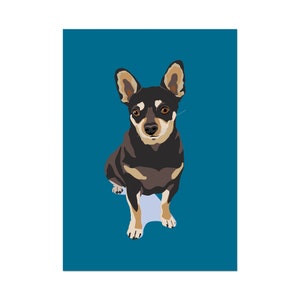 Mr. Mouse the Chihuahua Dog - Blue, Chihuahua art print 5x7 Animal Illustration, home wall decor