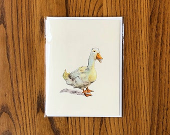 Waddle Duck Card, duck art stationery