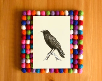 Raven M, art print 5x7 Animal Illustration, home wall decor