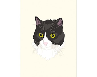 Casual Cat, art print 5x7 Animal Illustration, home wall decor