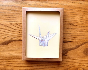Paper Crane Card Set, Origami Art Stationery Gift