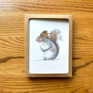 Acorn Hat Squirrel Card Boxed Set, squirrel art stationery gift set