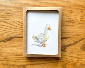 Duck Art Card Set, Watercolor Stationery Gift