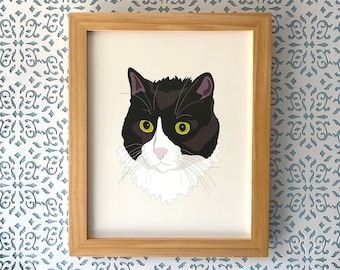 Casual Cat, art print 8x10 Animal Illustration, home wall decor