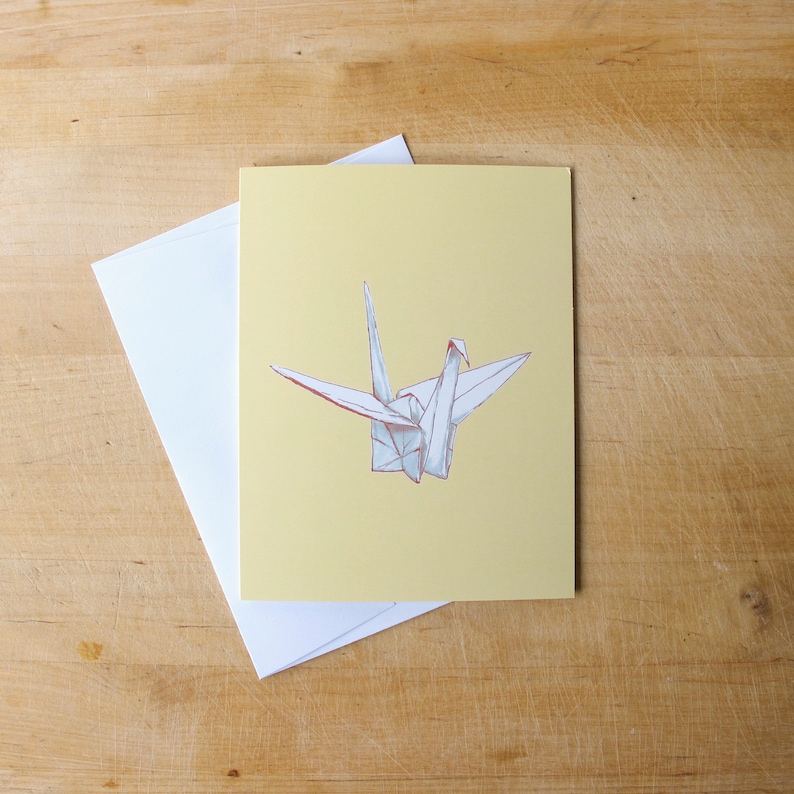 Paper Crane Card Origami Crane Art Stationery Etsy