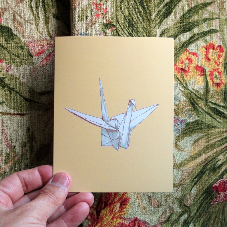 Paper Crane Card Origami Crane Art Stationery Etsy