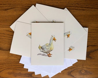 Waddle Duck Card Boxed Set, duck art stationery gift set