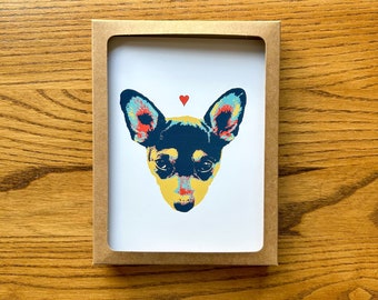 Chihuahua Art Greeting Card Set, Dog Stationery Gift