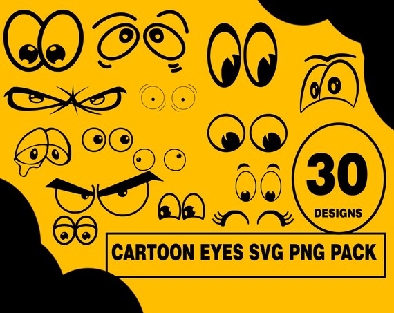 Download Free Cartoon Eyes Svg Png Design Bundle Cartoon Eyes Stencil Etsy SVG Cut Files