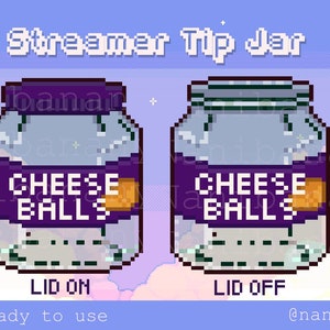 Pixel Cheese Balls Munchies Tip Jar Hype Cup for Twitch Youtube Streamers Ready to Use