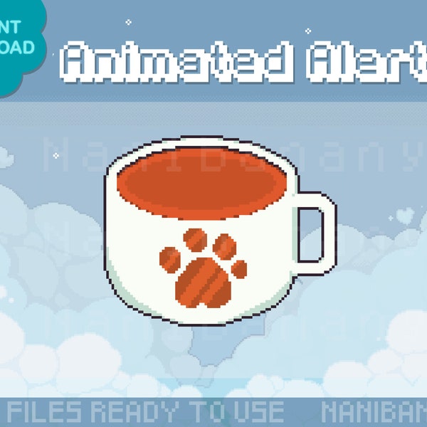 Cozy Pixel Bear Bakery Coffee  Alert / Overlay / Decoration / Raid / Follower / Sub Coffe Mug Bear Paw