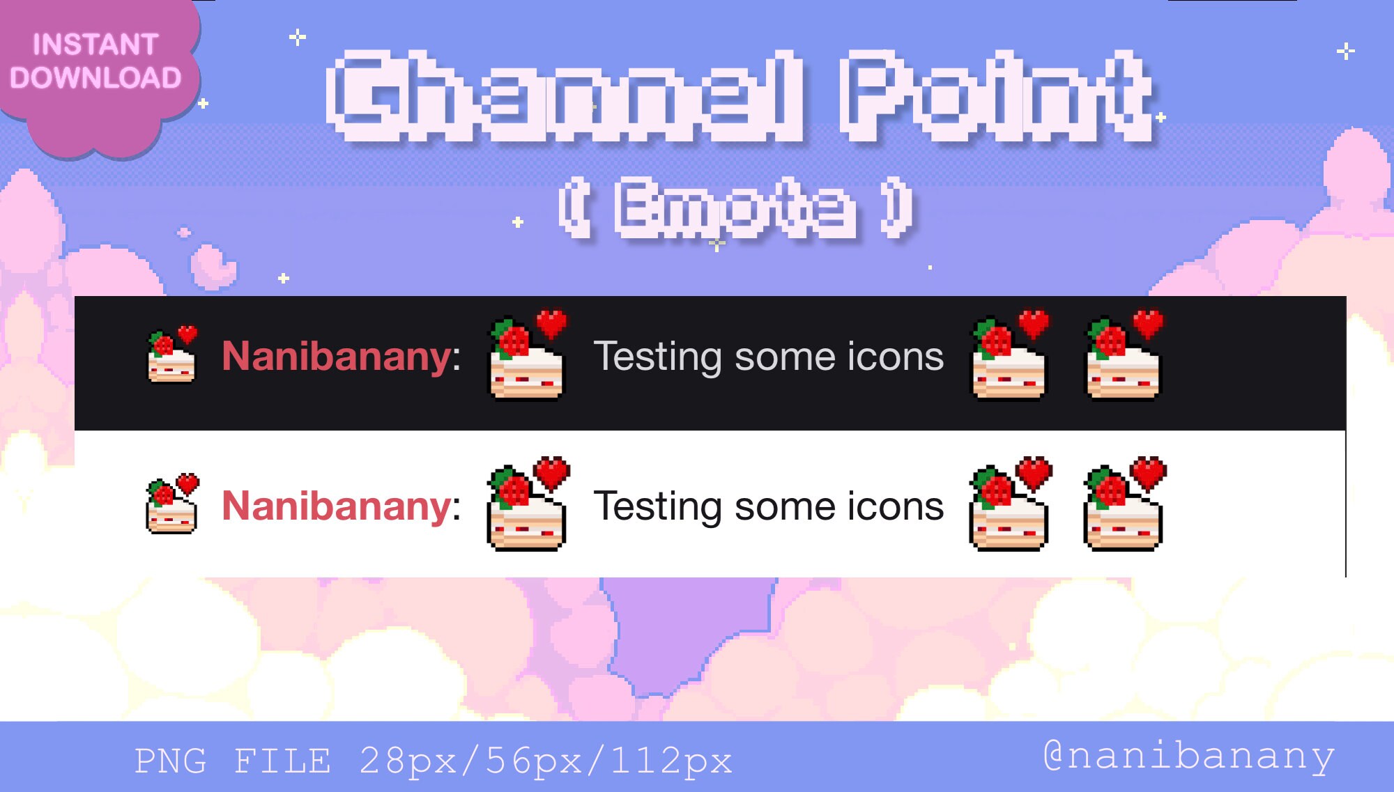 Pixel Strawberry Shortcake Channels Point Emote Icon for Twitch Youtube ...