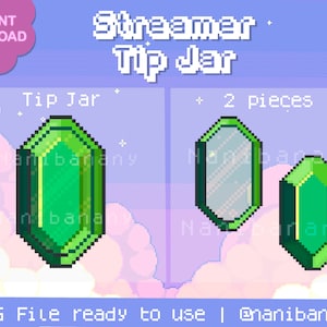 Pixel Green Rupee Wild Kingdom Elf Link Tip Jar Hype Cup for Twitch Youtube Streamers Ready to Use
