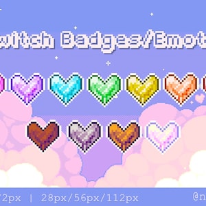11 Pixel Diamond Heart for Twitch Badges or/and Emotes / Ready to use